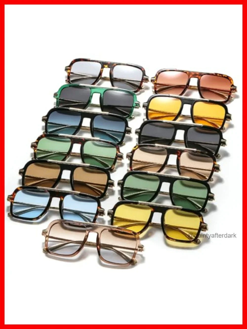Vintage Oversized Retro Square Sunglasses Pilot UV400 Protection Shades